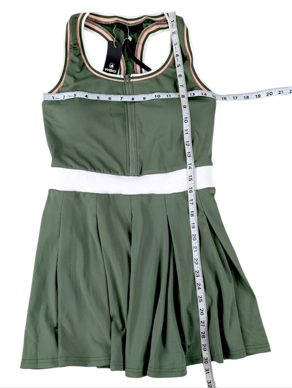 NEW Tennis Dress Medium Womens Green Pink 1/4 Zip Racerback Athletic Sleeveless - Picture 12 of 12